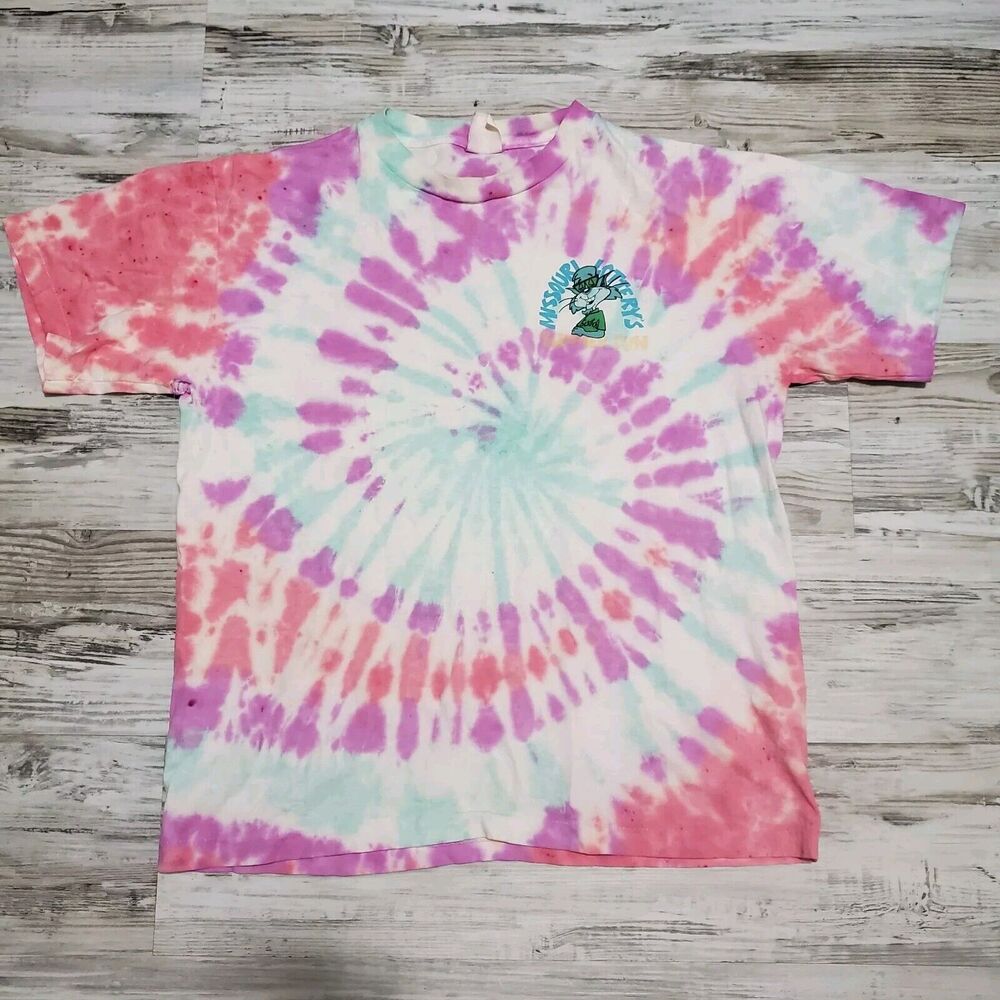 Tye Dye Spiral Shirt Size Large Missouri Lottery Vintage Shirt